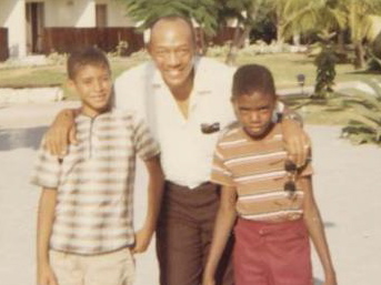 The Friendly Encounter: Siny (left) and Joe with Jesse Owens.